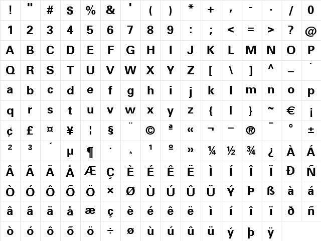 Univers 65 Bold Regular Character Map Univers 65 Bold Regular Character Map