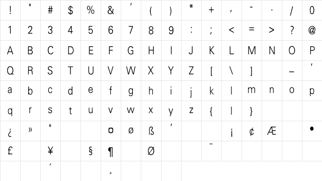 Univers-Light-Light Thin Regular Character Map Univers-Light-Light Thin Regular Character Map