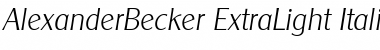 AlexanderBecker-ExtraLight Italic Font