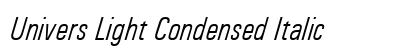 Univers Light Condensed Italic Font Univers Light Condensed Italic Font Preview